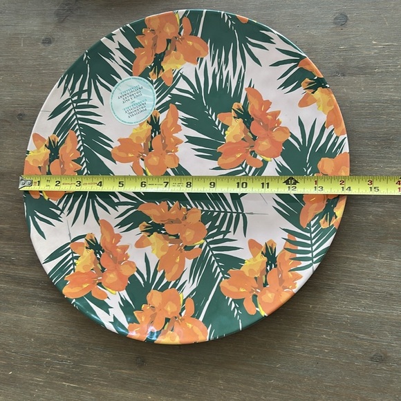 Indigo Unbreakable 14” Large Floral Plates/Tray Set of 4 - Picture 6 of 10